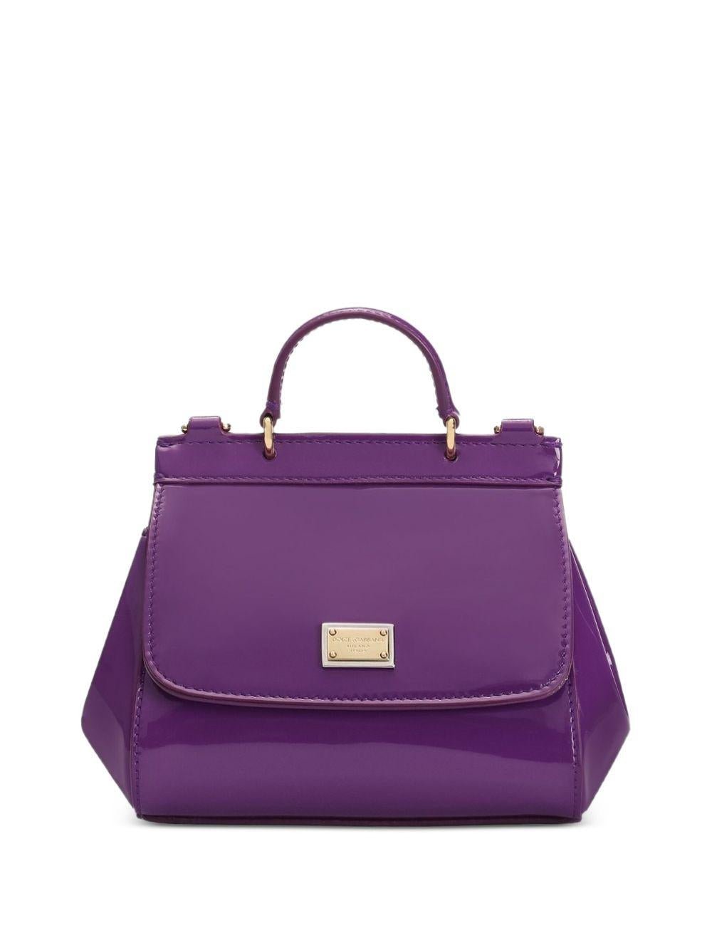 Borsa Sicily mini a spalla per bambina Dolce & Gabbana Kids viola lucida con manico - Rubino Kids