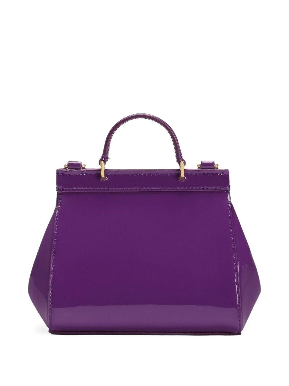 Borsa Sicily mini a spalla per bambina Dolce & Gabbana Kids viola lucida con manico - Rubino Kids