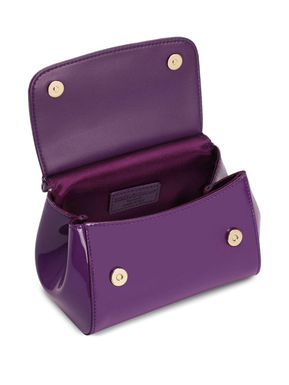 Borsa Sicily mini a spalla per bambina Dolce & Gabbana Kids viola lucida con manico - Rubino Kids