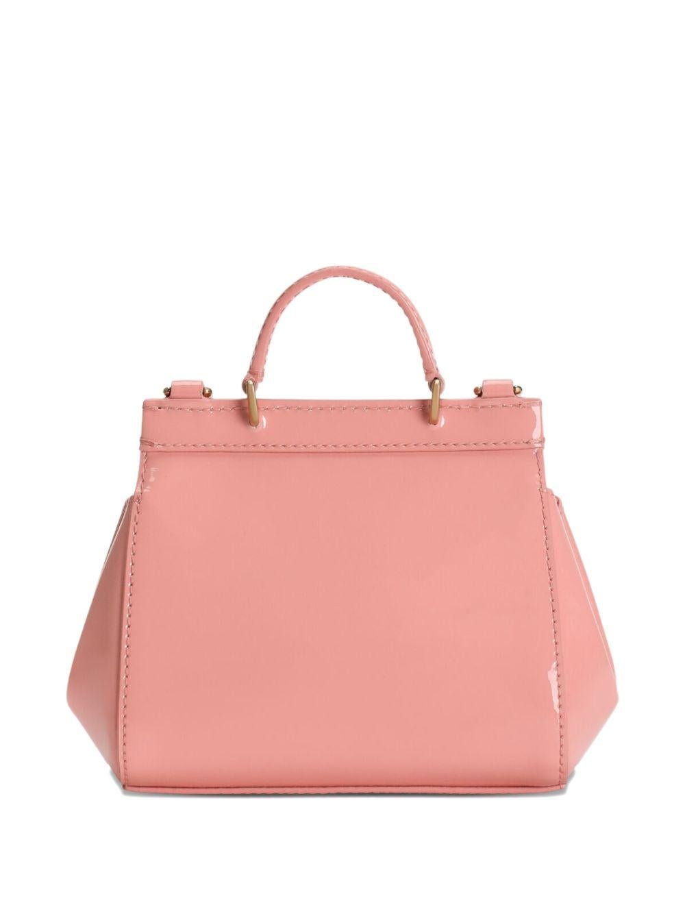 Borsa Sicily mini per bambina Dolce & Gabbana Kids rosa con finitura lucida - Rubino Kids