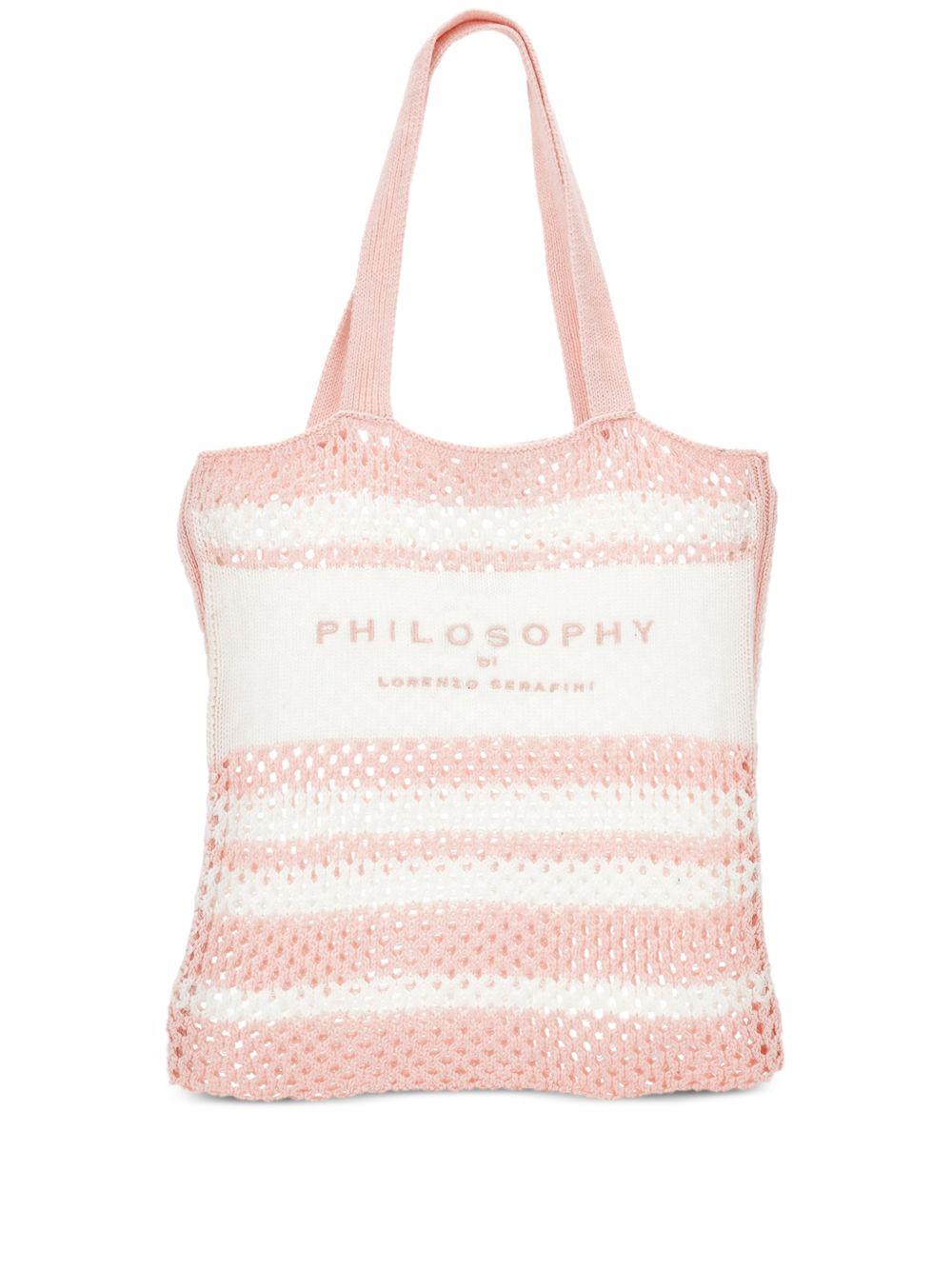 Borsa tote per bambina Philosophy di Lorenzo Serafini rosa con logo sul davanti - Rubino Kids