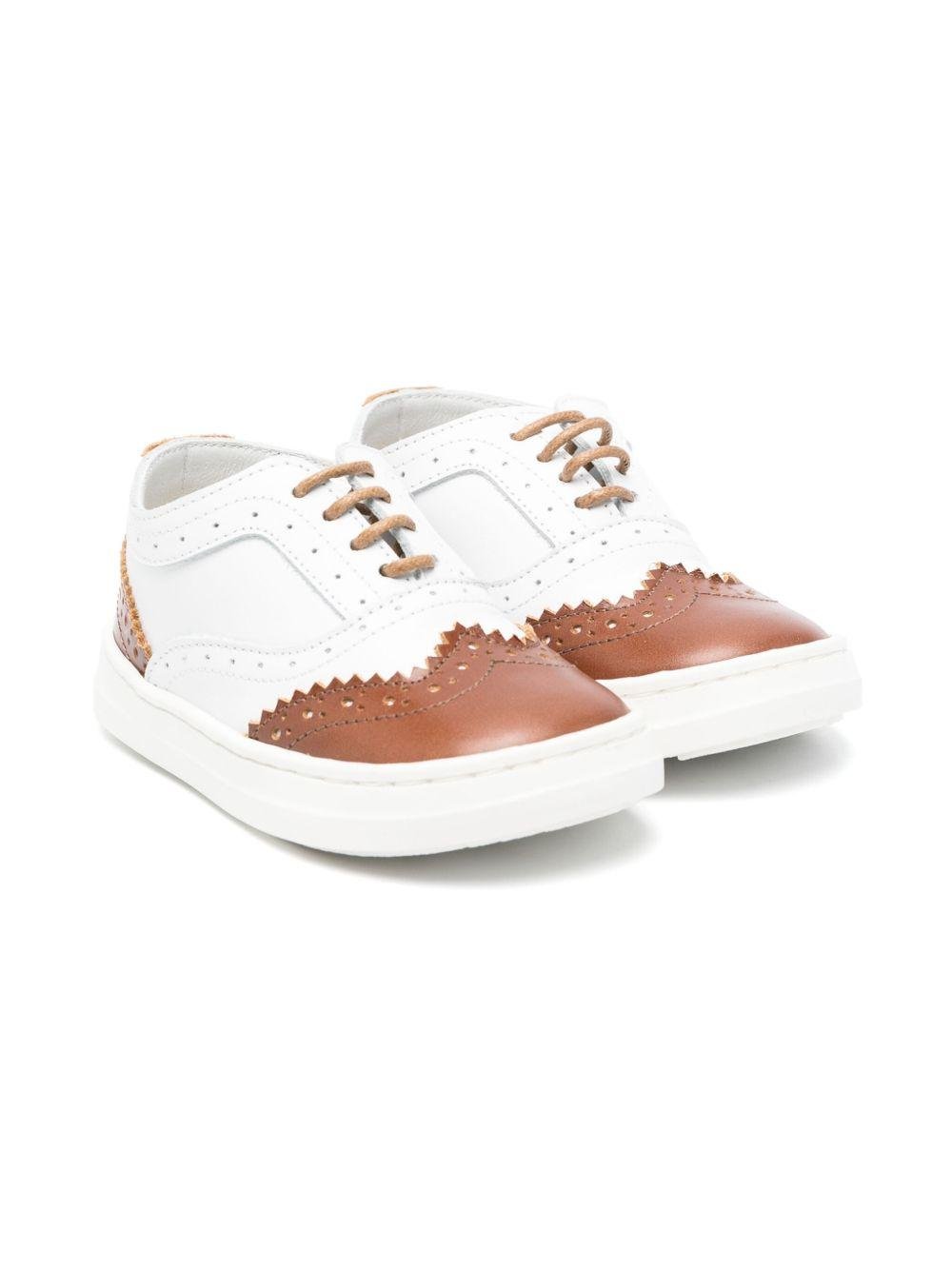 Brogues in pelle per bambino BabyWalker bianco con dettaglio traforato - Rubino Kids