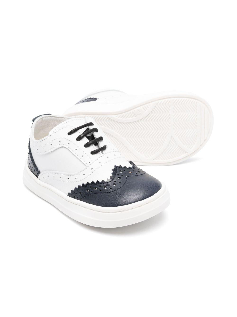 Brogues in pelle per bambino BabyWalker bianco con dettaglio traforato - Rubino Kids