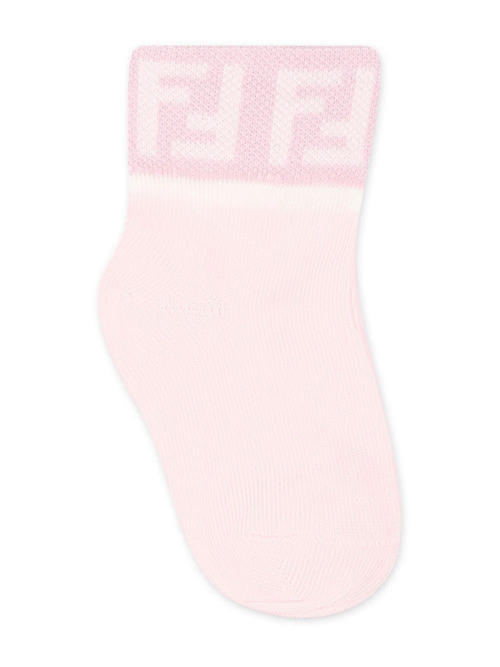 Calzini per neonata Fendi Kids multicolore con logo ricamato (5 paia) - Rubino Kids