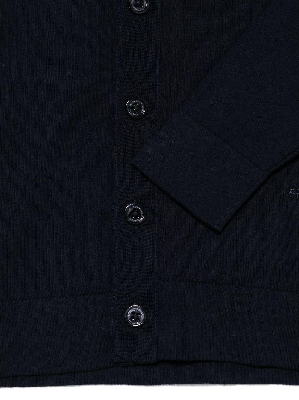 Camicia a maglia fine per bambino Paolo Pecora Kids blu con collo francese - Rubino Kids