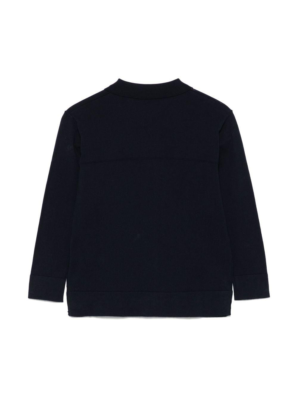 Camicia a maglia fine per bambino Paolo Pecora Kids blu con collo francese - Rubino Kids