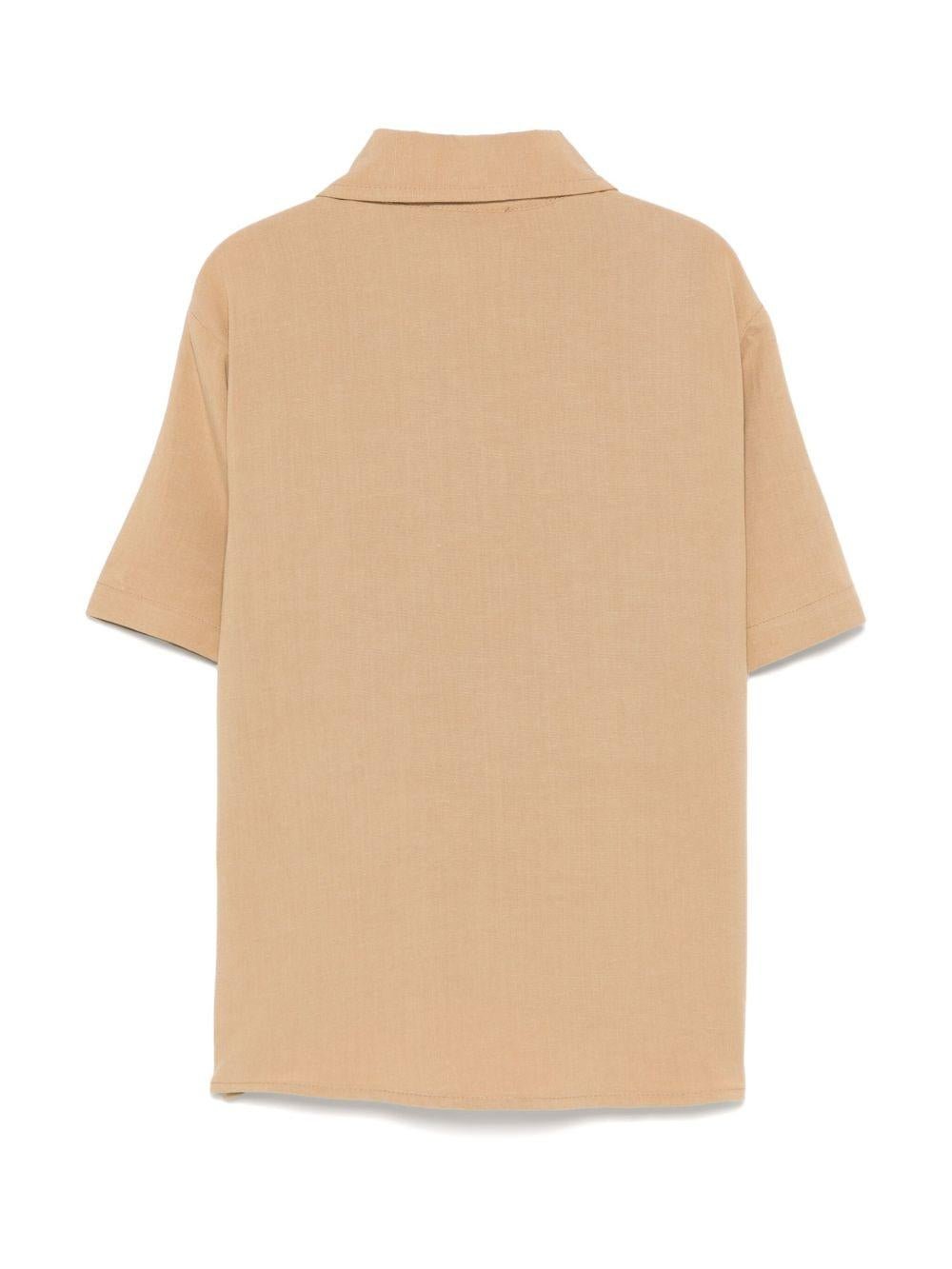 Camicia a maniche corte per bambino Paolo Pecora Kids beige con orlo curvo - Rubino Kids