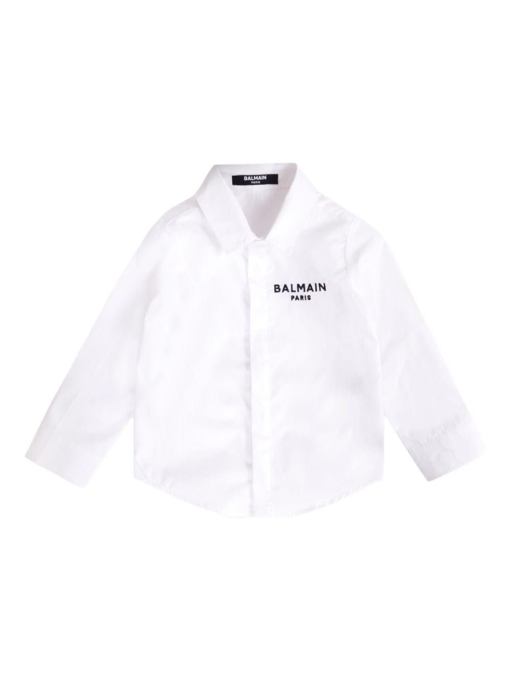 Camicia con logo per neonato Balmain Kids bianca ricamata - Rubino Kids