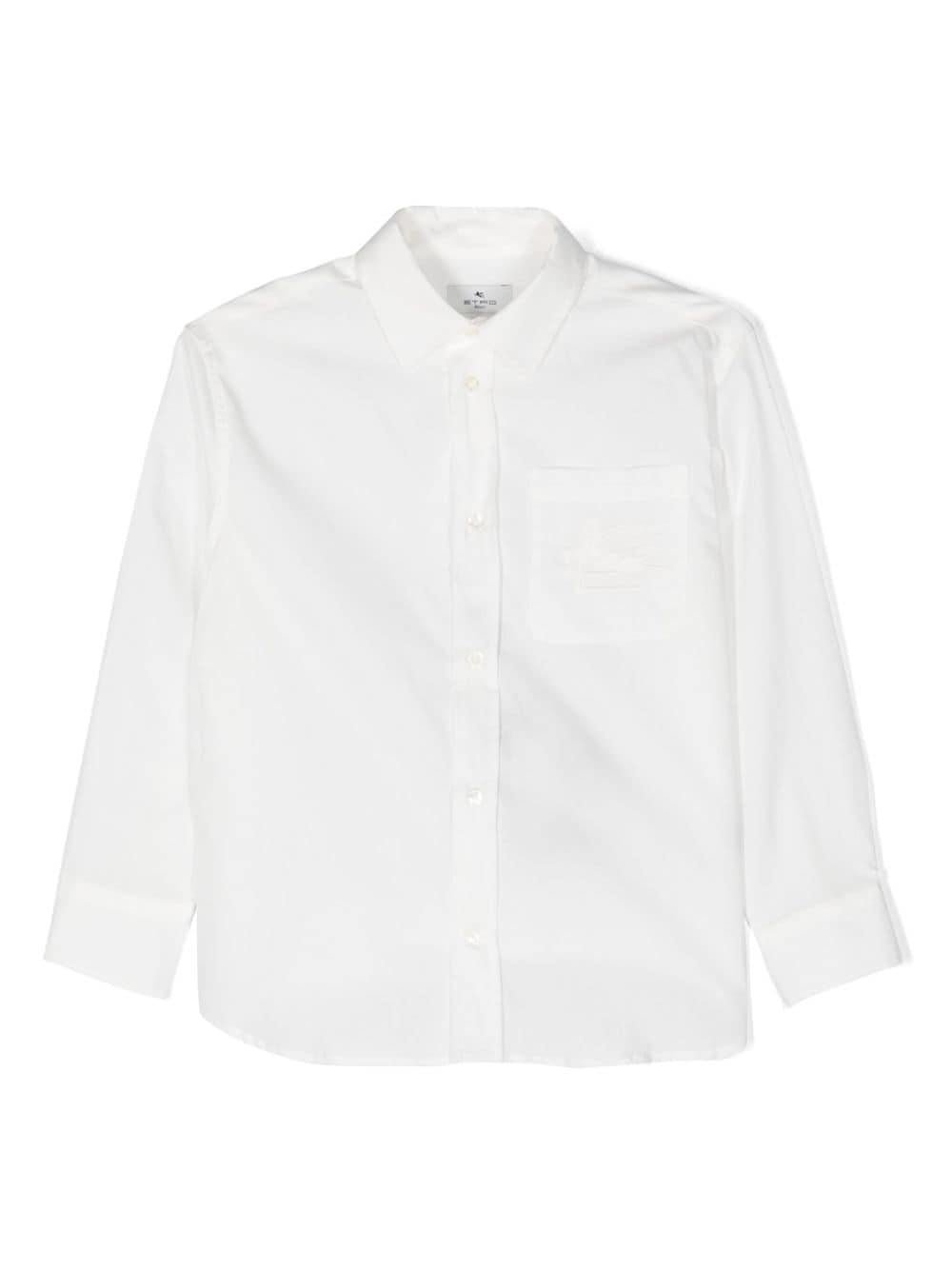 Camicia con logo ricamato per bambino ETRO KIDS bianco con orlo curvo - Rubino Kids
