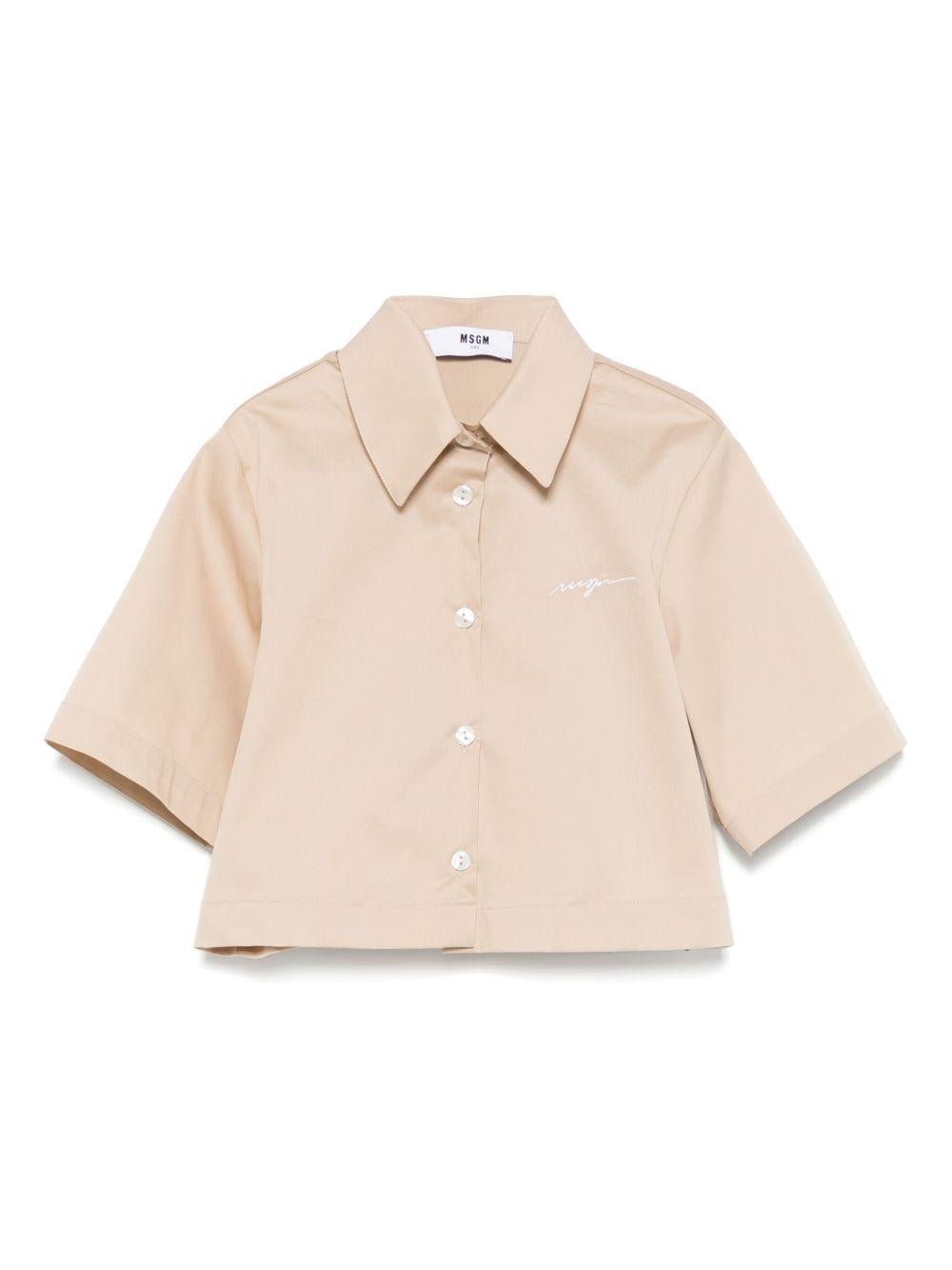 Camicia con ricamo per bambina MSGM Kids rosa con colletto a punta - Rubino Kids