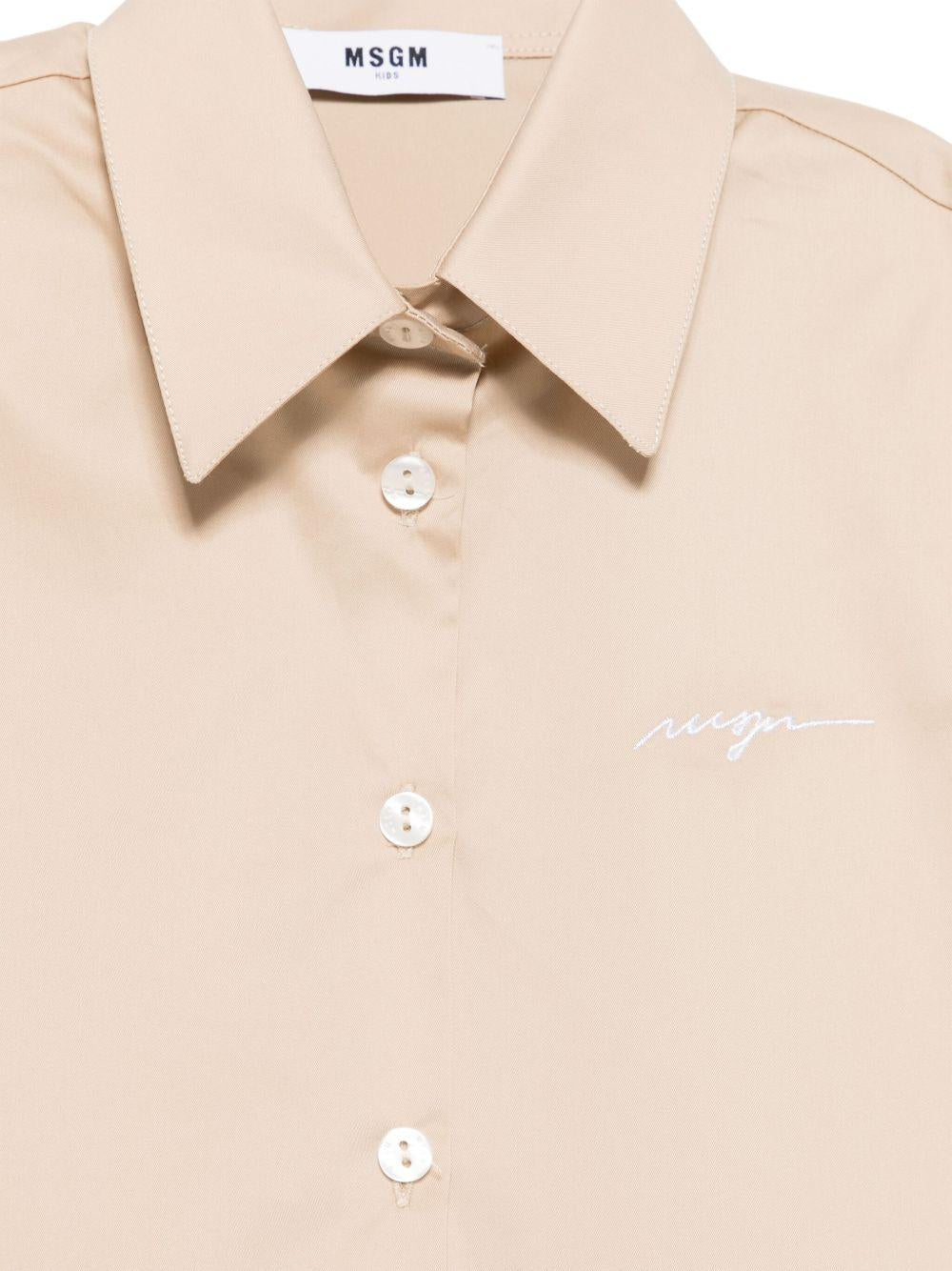 Camicia con ricamo per bambina MSGM Kids rosa con colletto a punta - Rubino Kids