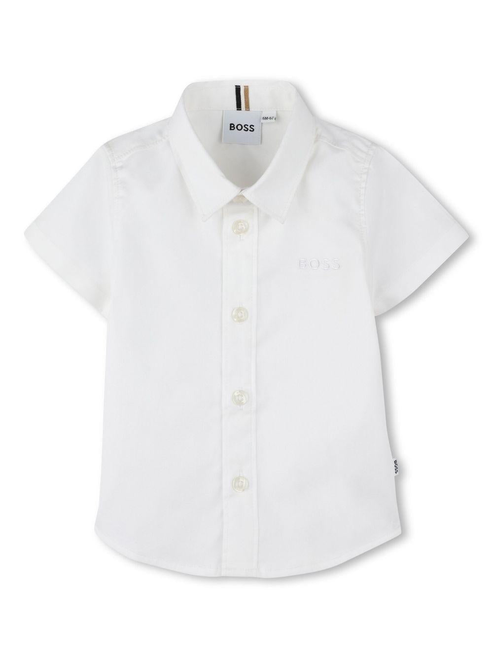 Camicia con ricamo per neonato BOSS Kidswear bianco con colletto classico - Rubino Kids