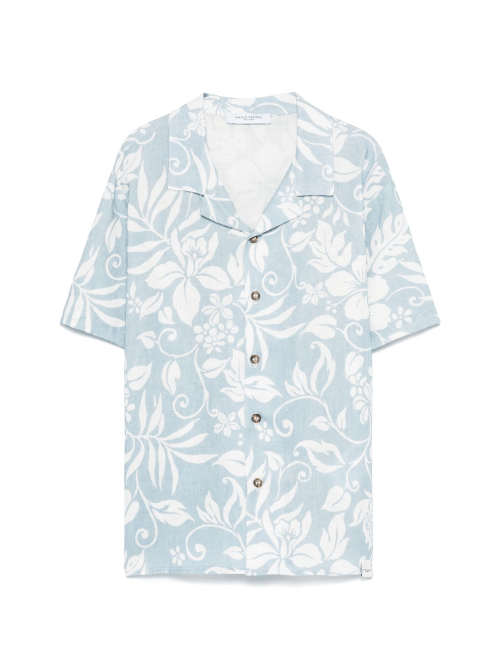 Camicia con stampa per bambino Paolo Pecora Kids azzurro con mini targhetta logo - Rubino Kids