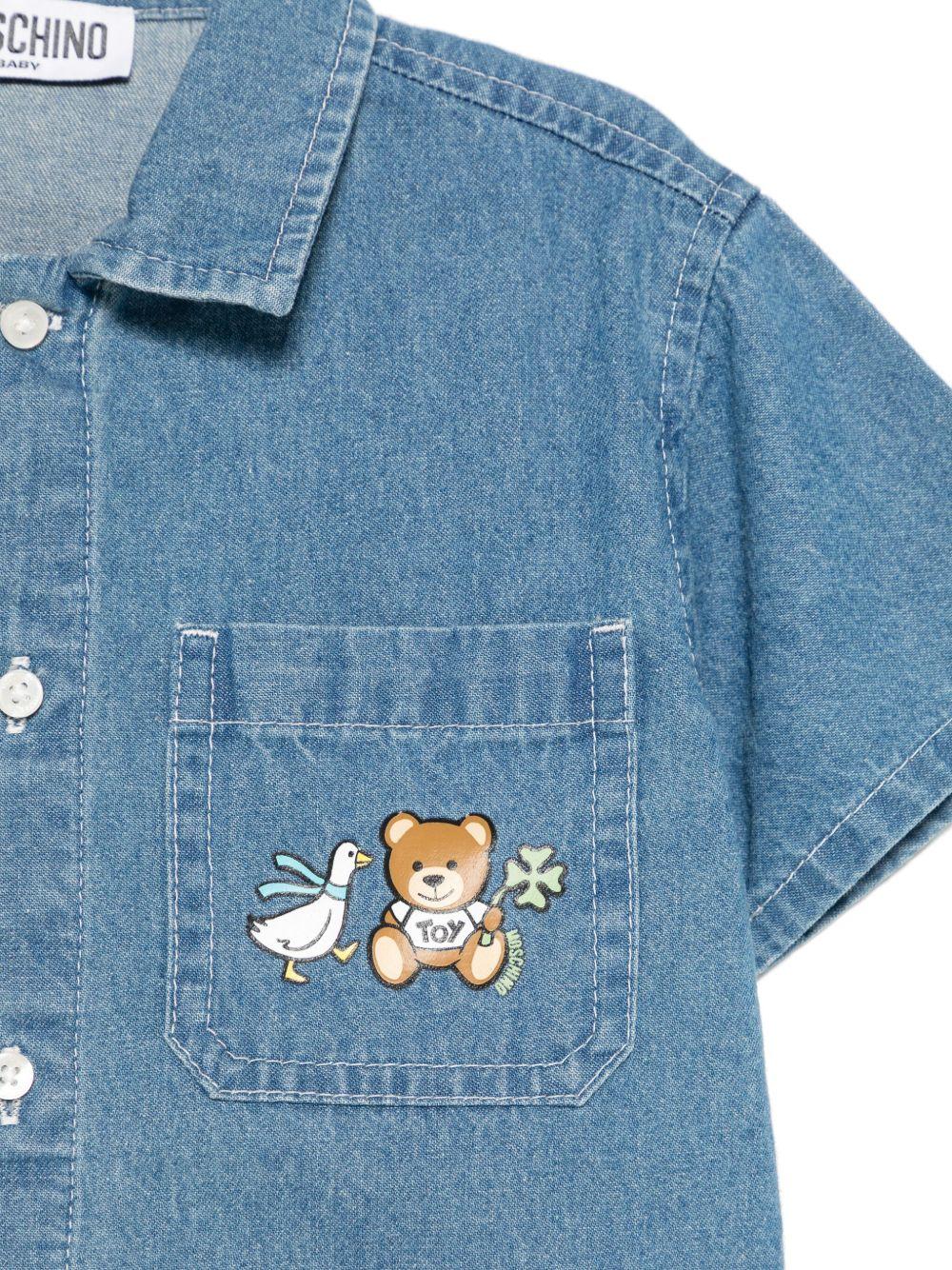 Camicia denim per neonato Moschino Kids indaco con chiusura con bottoni - Rubino Kids