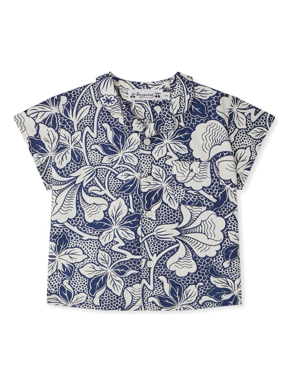 Camicia Gerald per neonato Bonpoint blu con colletto alla cubana - Rubino Kids