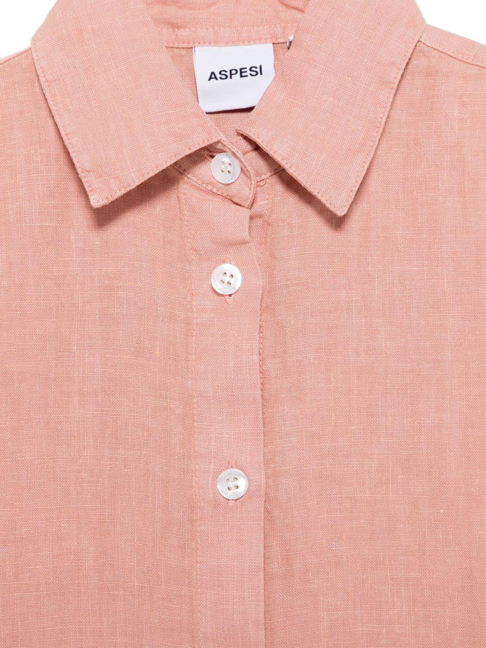 Camicia in lino per bambina Aspesi Kids rosa con colletto classico - Rubino Kids