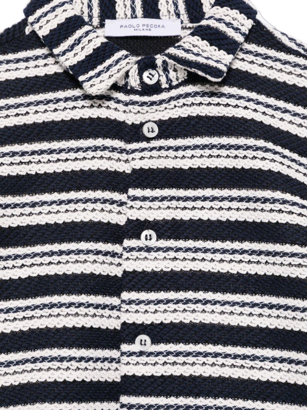 Camicia in maglia per bambino Paolo Pecora Kids blu con colletto alla cubana - Rubino Kids