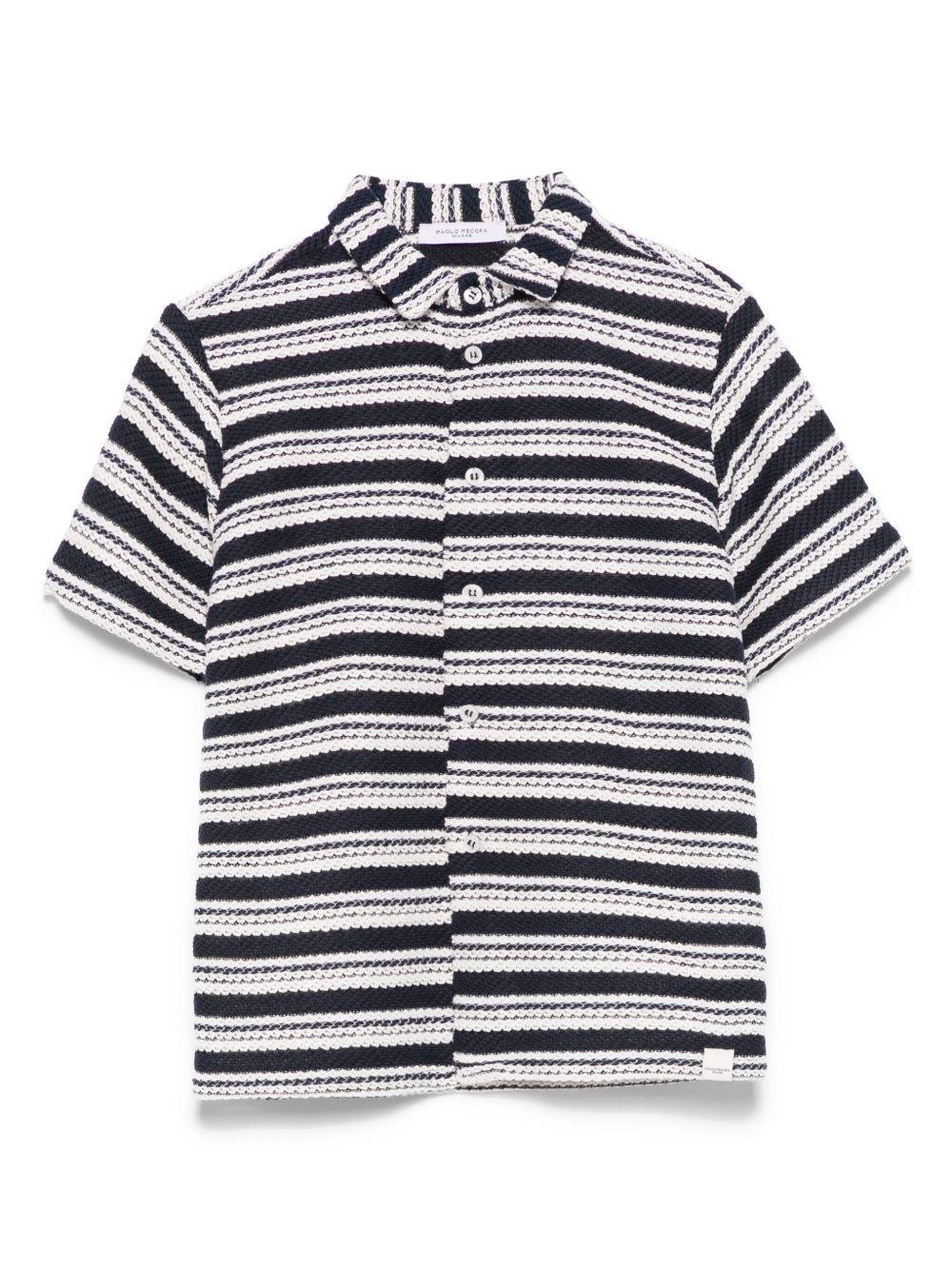 Camicia in maglia per bambino Paolo Pecora Kids blu con colletto alla cubana - Rubino Kids
