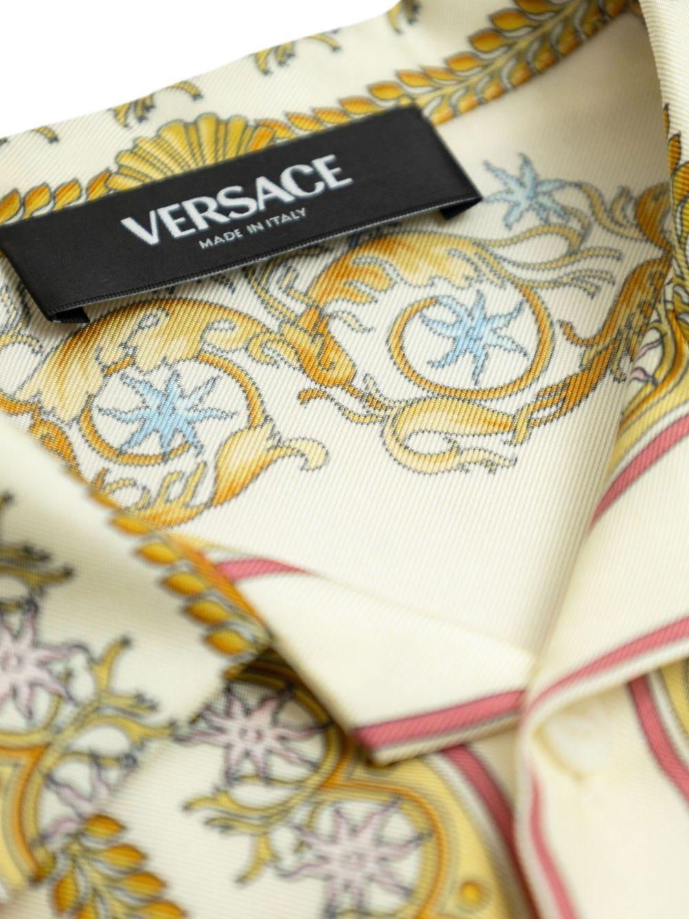 Camicia in seta per bambino Versace Kids beige con stampa grafica all - over - Rubino Kids