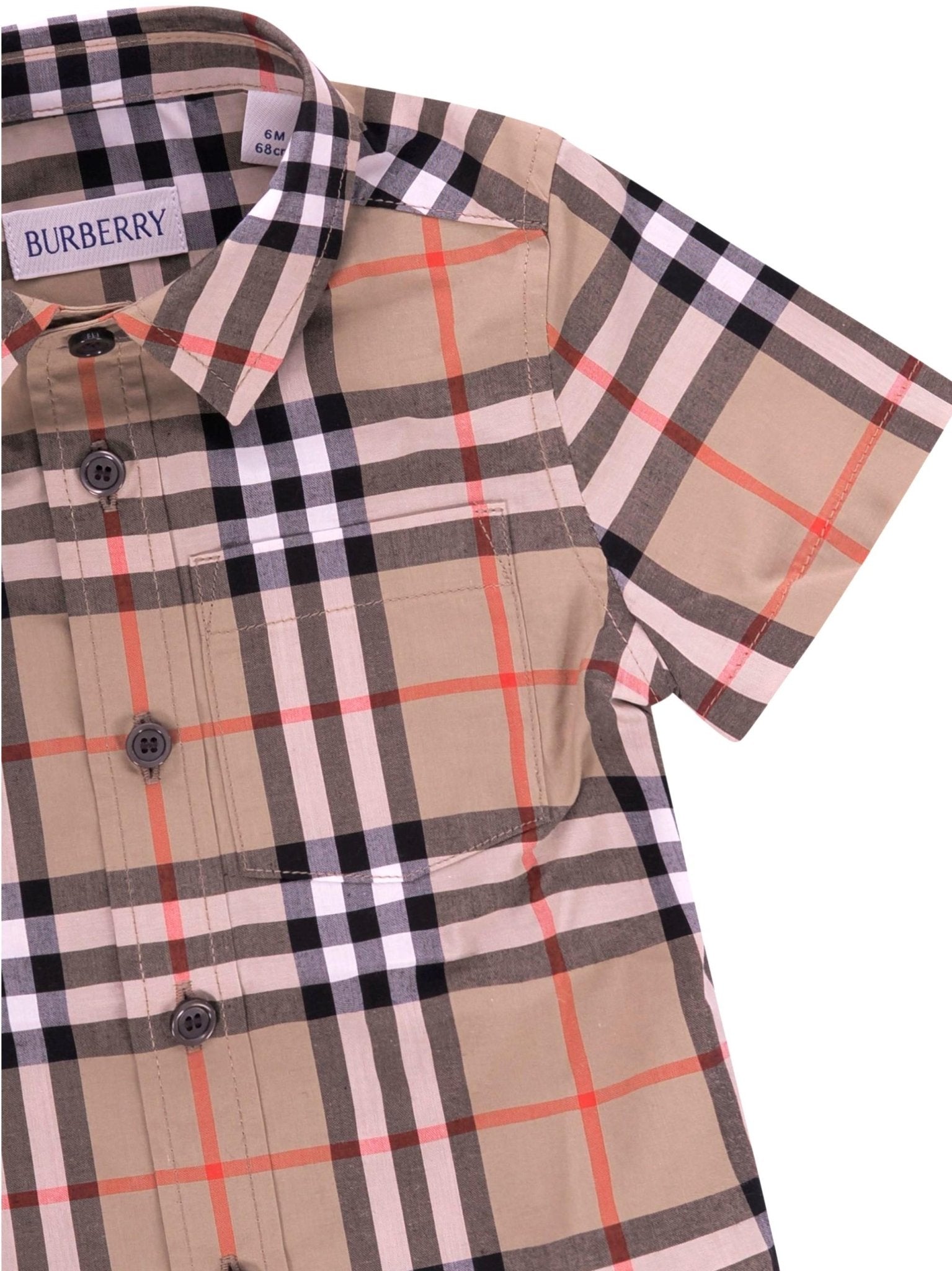 Camicia neonato Burberry Kids beige con motivo a quadri - Rubino Kids