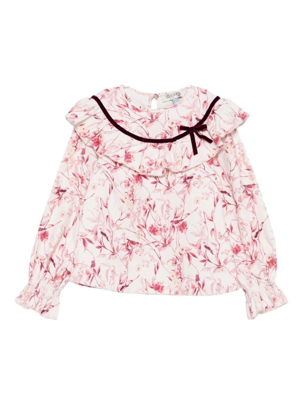 Camicia per bambina A'lapage rosa stampa floreale - Rubino Kids