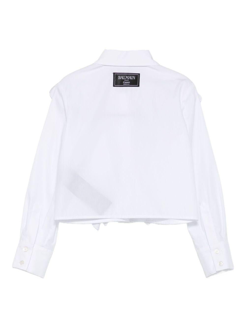Camicia per bambina Balmain Kids bianca con colletto classico - Rubino Kids