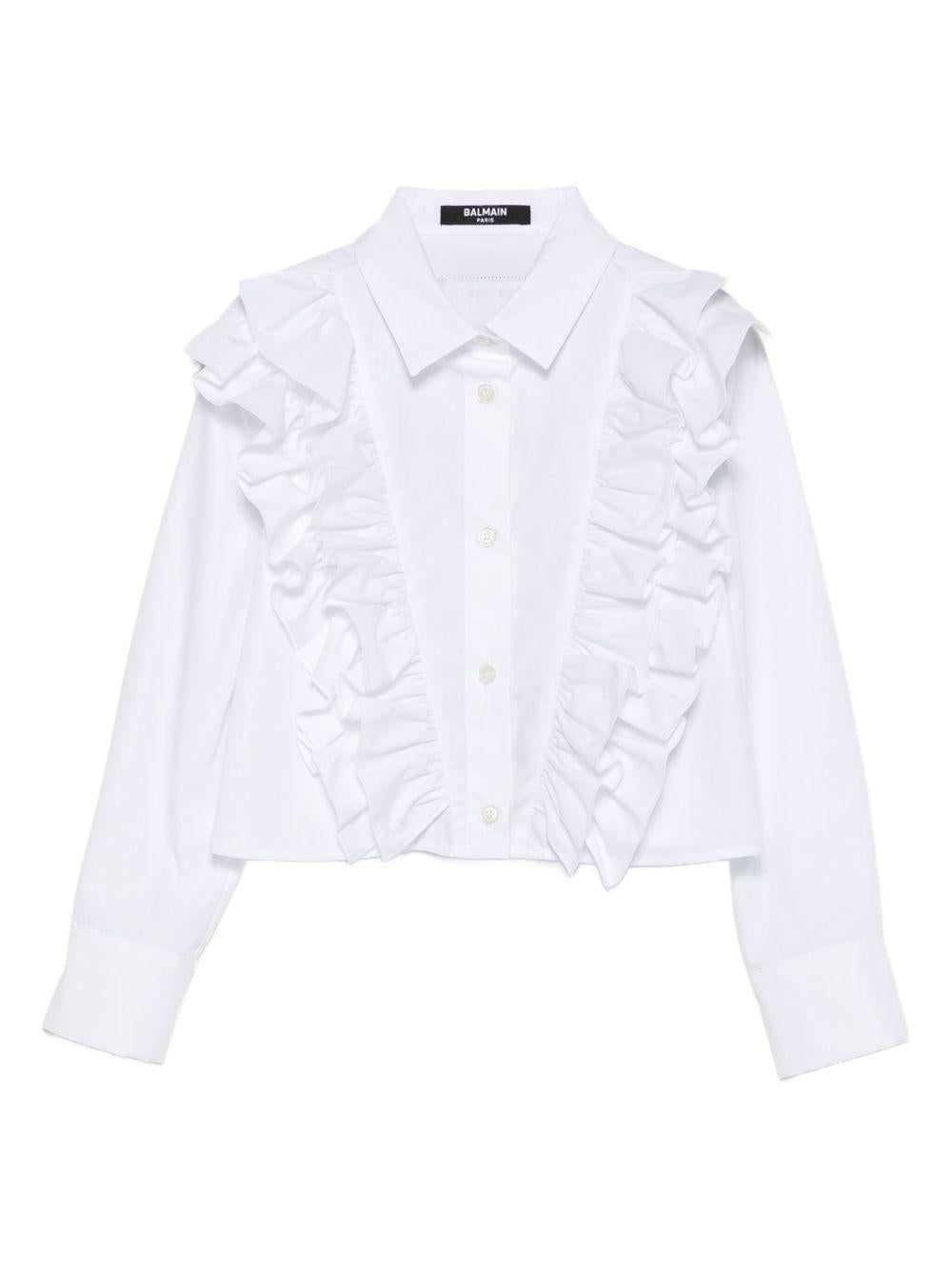 Camicia per bambina Balmain Kids bianca con colletto classico - Rubino Kids