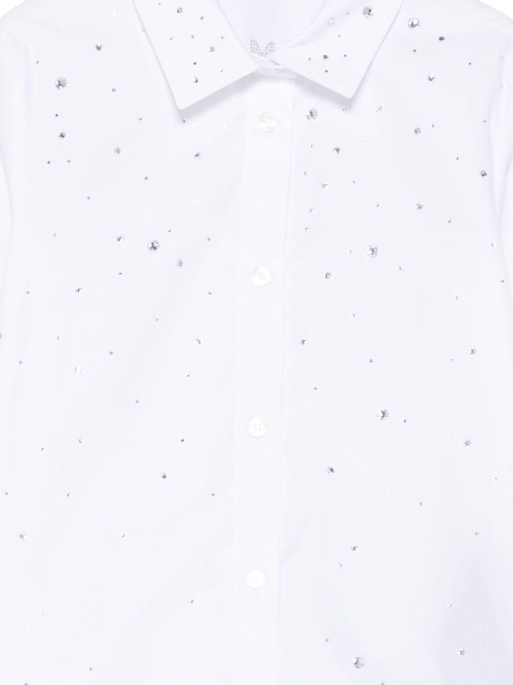 Camicia per bambina Balmain Kids bianco con decorazione con cristalli - Rubino Kids