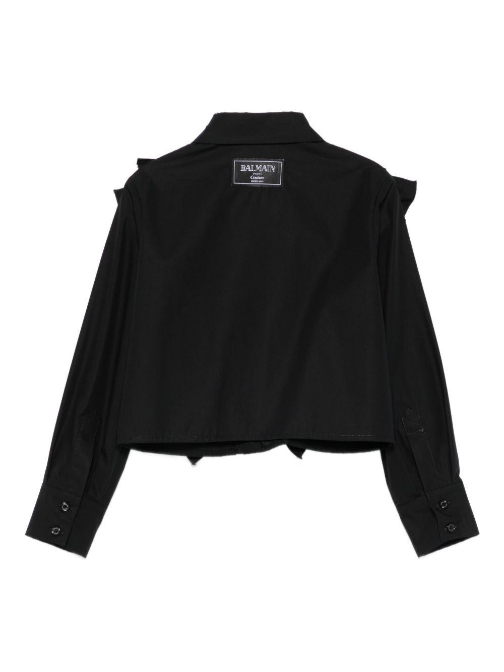 Camicia per bambina Balmain Kids nero con ruches - Rubino Kids