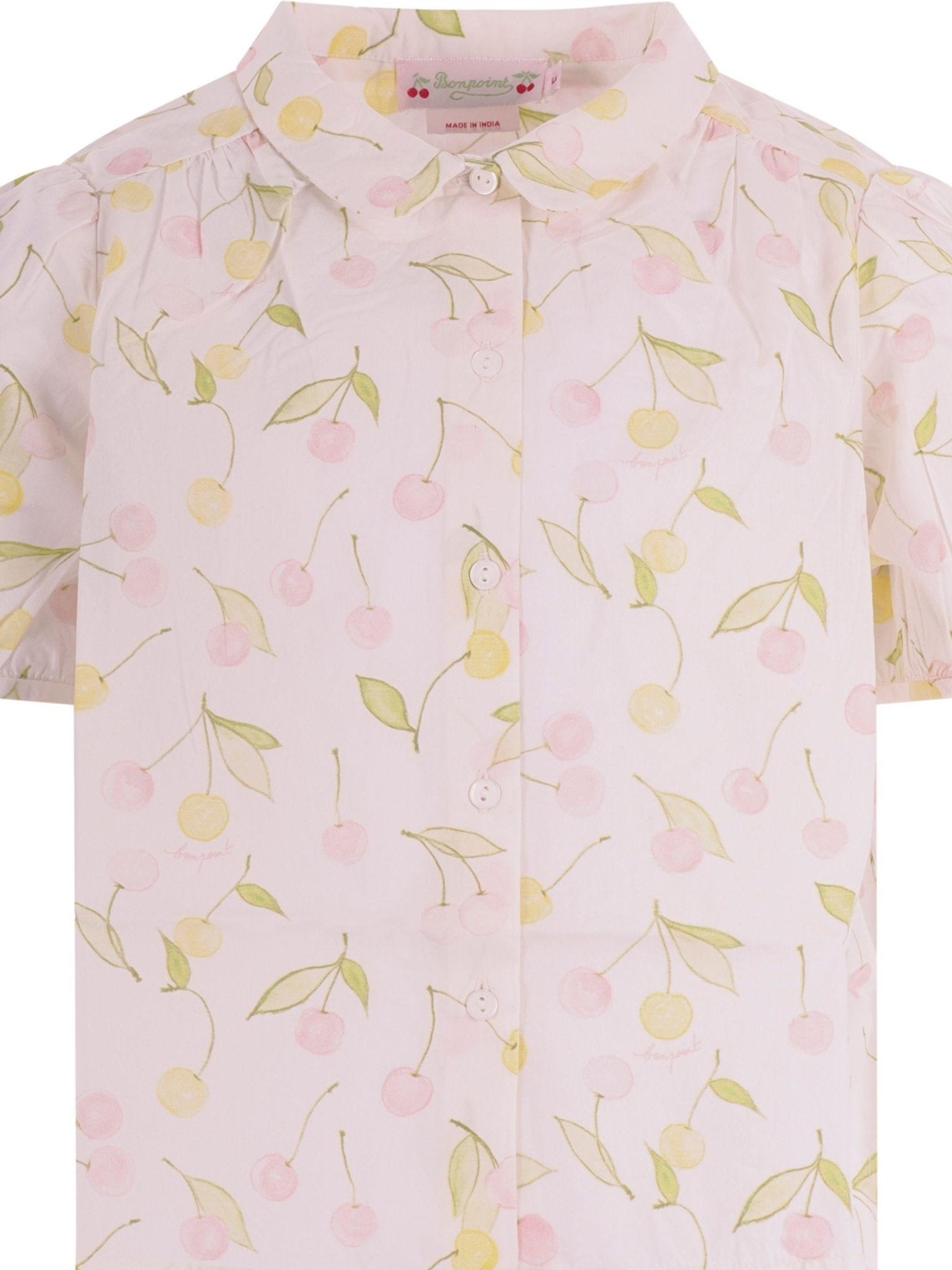 Camicia per bambina Bonpoint bianca con stampa ciliegie all - over - Rubino Kids