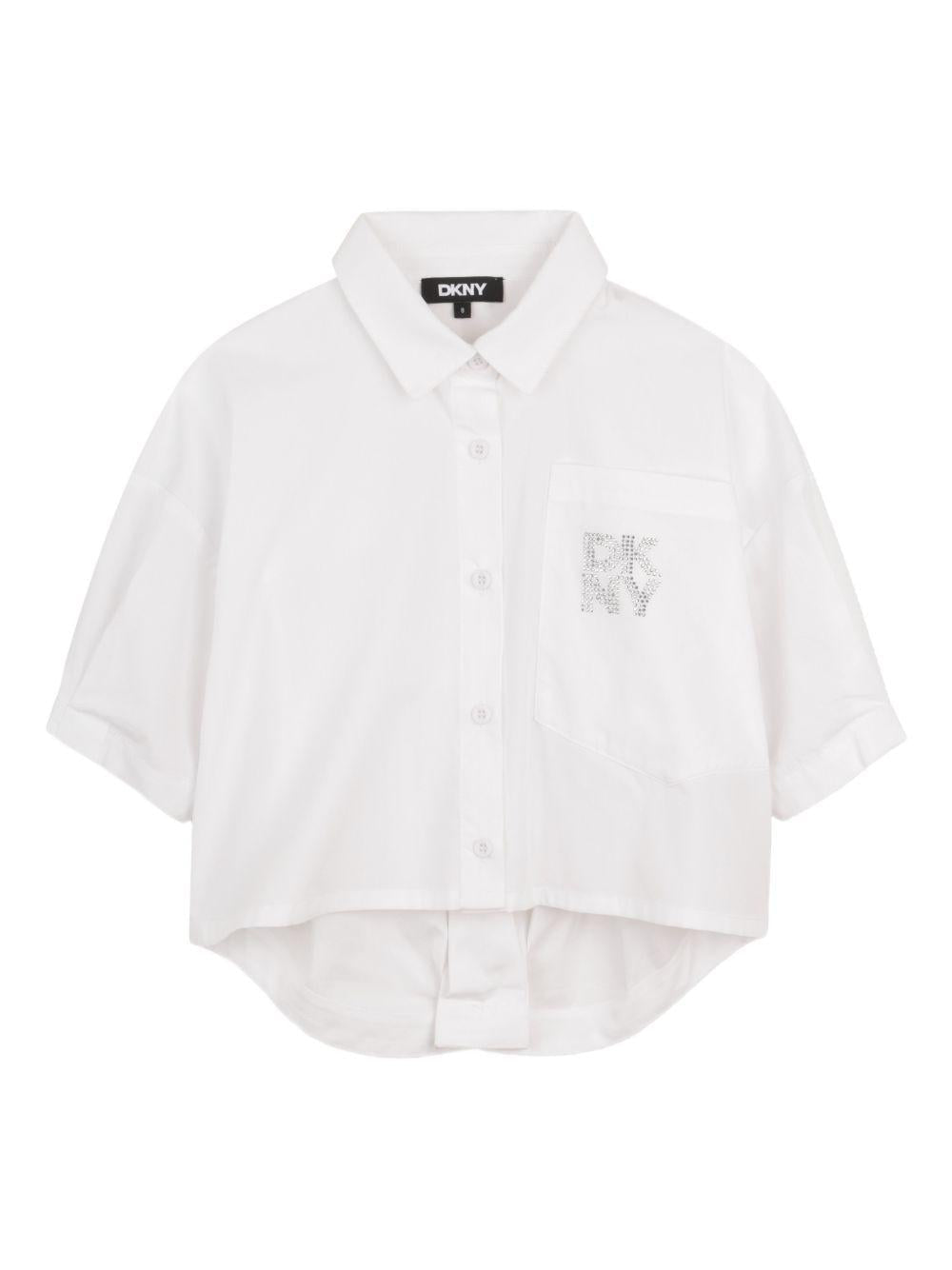 Camicia per bambina Dkny Kids bianca con logo - Rubino Kids