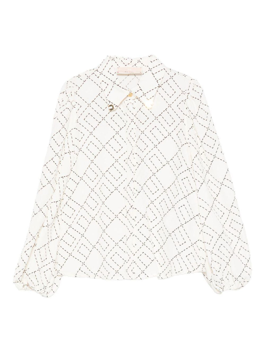 Elisabetta Franchi La Mia Bambina white shirt with geometric print - Main Image
