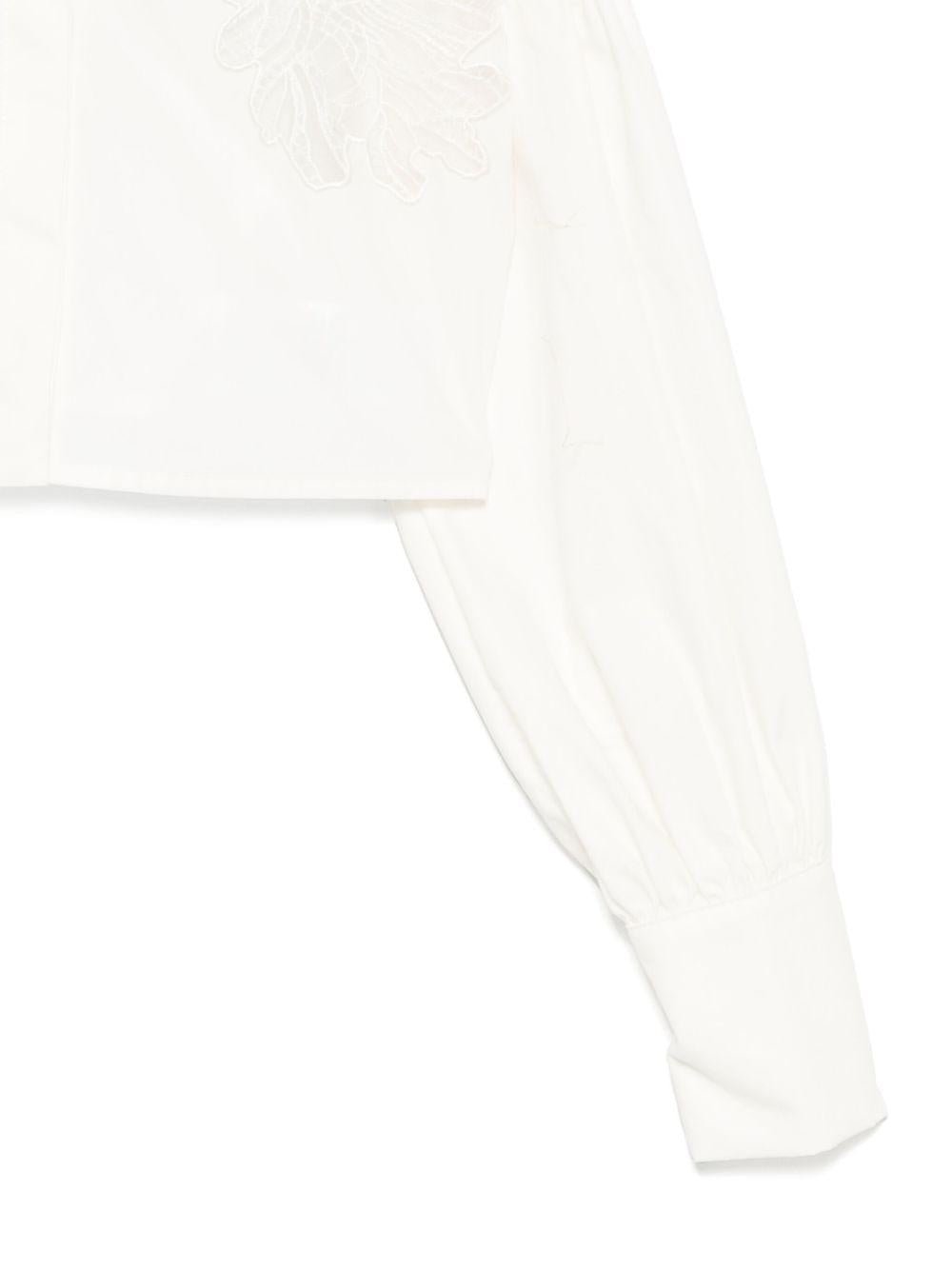 Camicia per bambina Elisabetta Franchi La Mia Bambina bianco con applicazione in pizzo - Rubino Kids