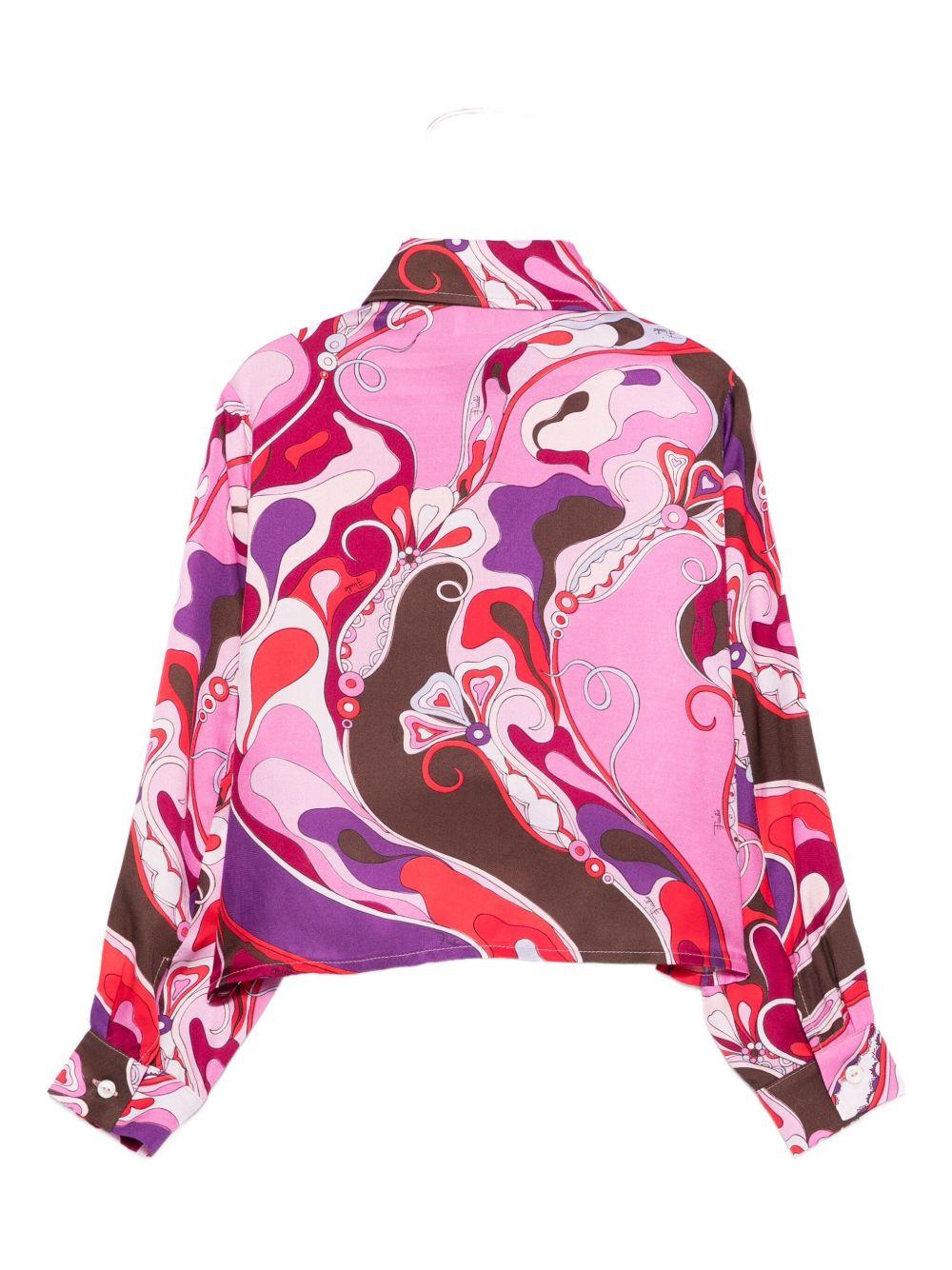 Camicia per bambina Emilio Pucci Junior rosa con stampa floreale - Rubino Kids