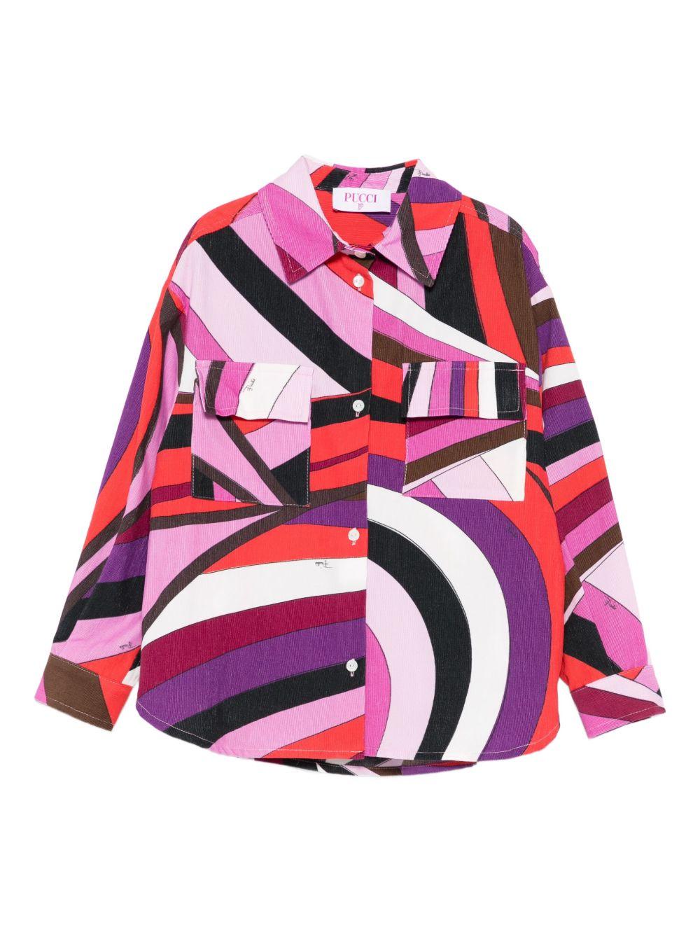 Camicia per bambina Emilio Pucci Junior rosa con stampa geometrica - Rubino Kids