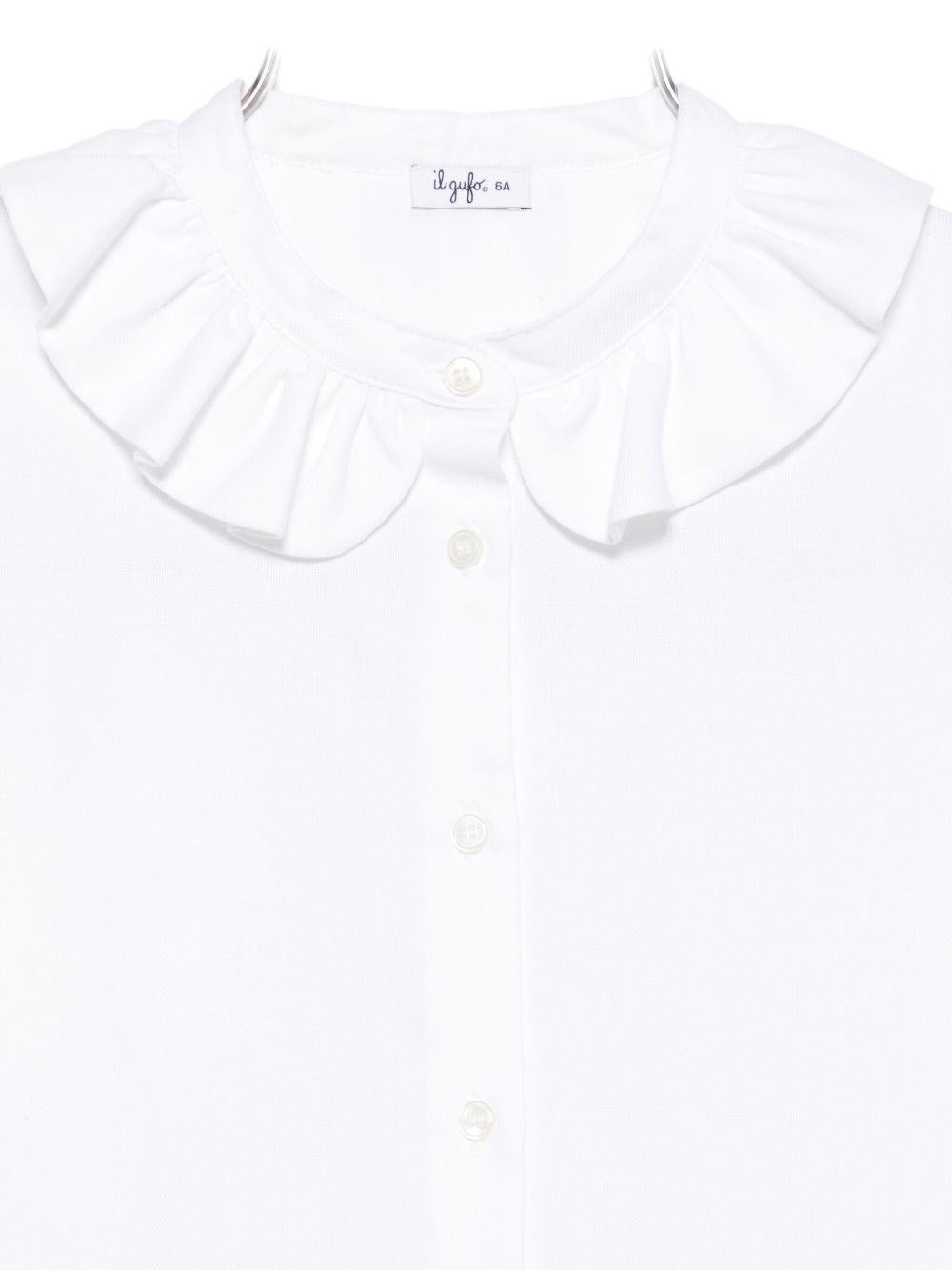 Camicia per bambina Il Gufo bianca con colletto con ruches - Rubino Kids