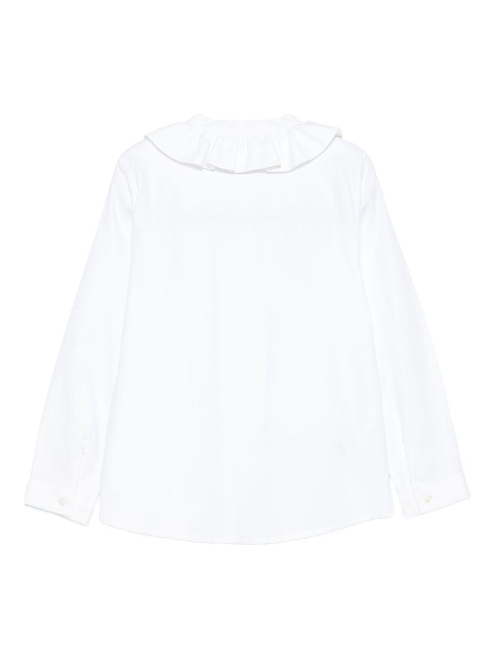 Camicia per bambina Il Gufo bianca con colletto con ruches - Rubino Kids
