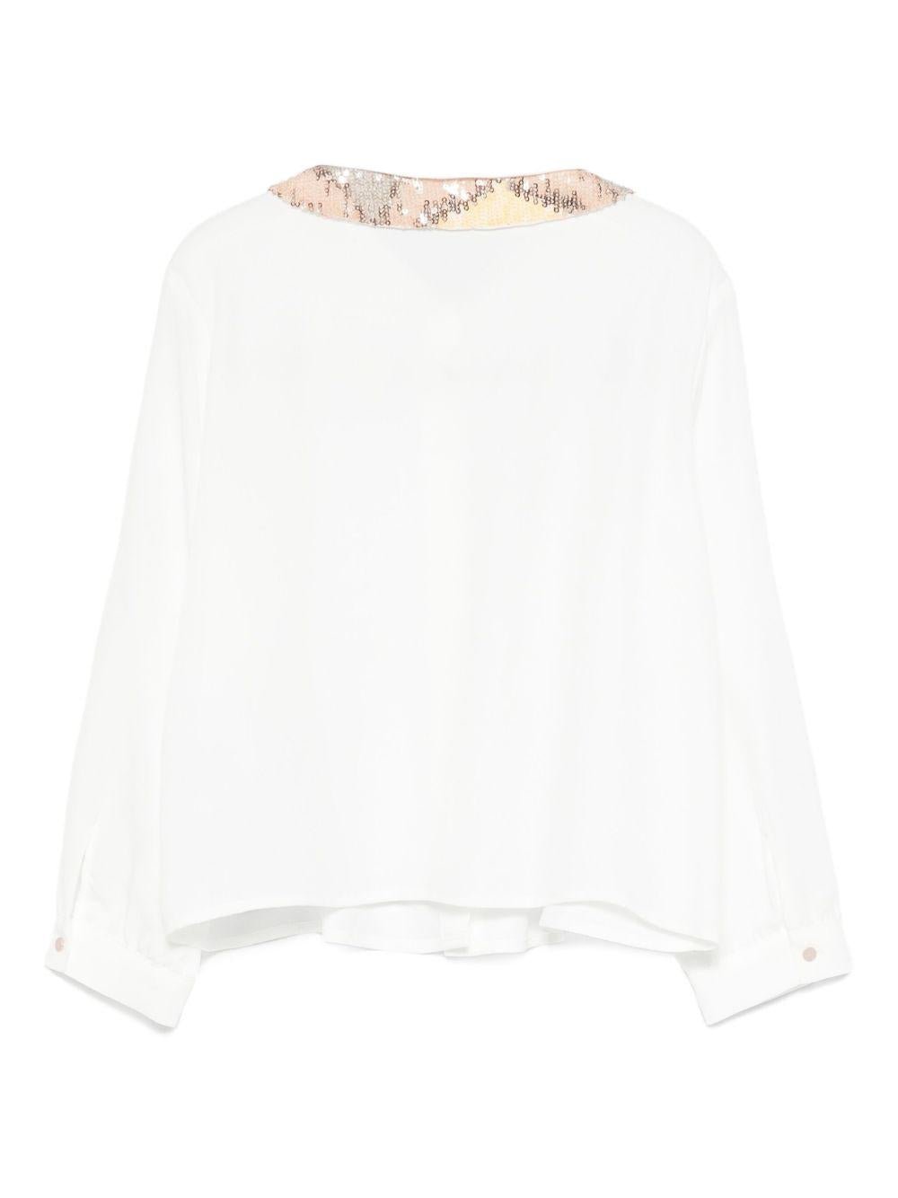 Camicia per bambina Missoni Kids bianco con colletto decorato con paillettes - Rubino Kids