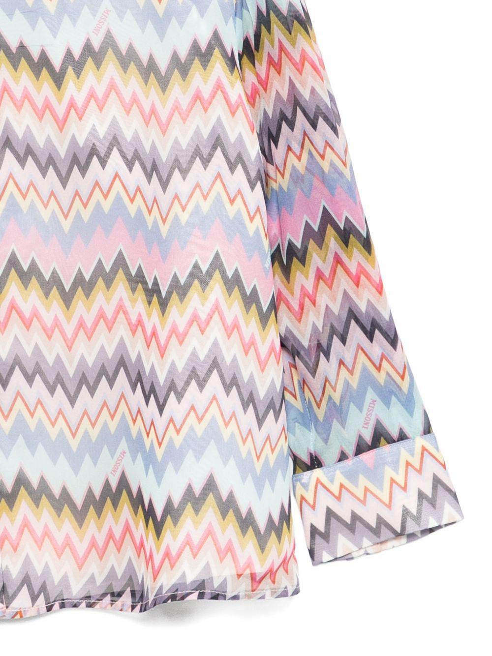 Camicia per bambina Missoni Kids multicolore con stampa a zigzag - Rubino Kids