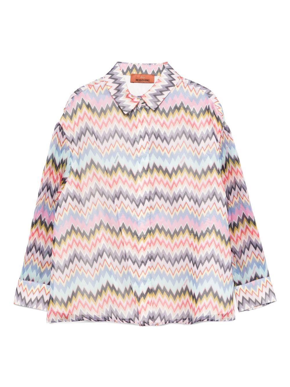 Camicia per bambina Missoni Kids multicolore con stampa a zigzag - Rubino Kids