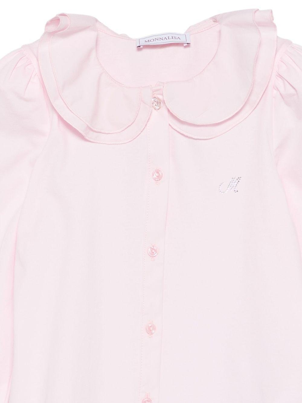 Camicia per bambina Monnalisa rosa con colletto arricciato - Rubino Kids