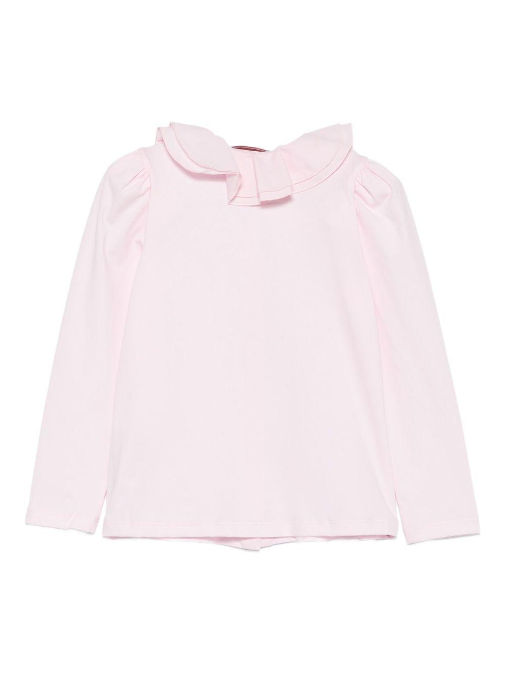 Camicia per bambina Monnalisa rosa con colletto arricciato - Rubino Kids