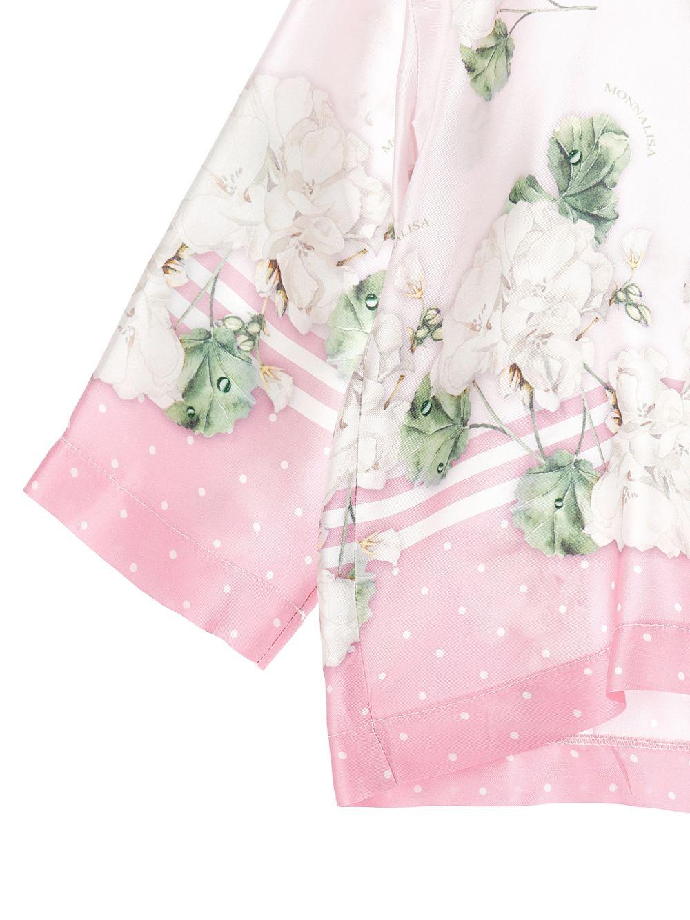 Camicia per bambina Monnalisa rosa con stampa a fiori - Rubino Kids