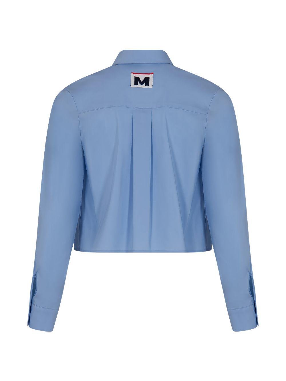 Camicia per bambina MSGM Kids azzurra con logo ricamato - Rubino Kids