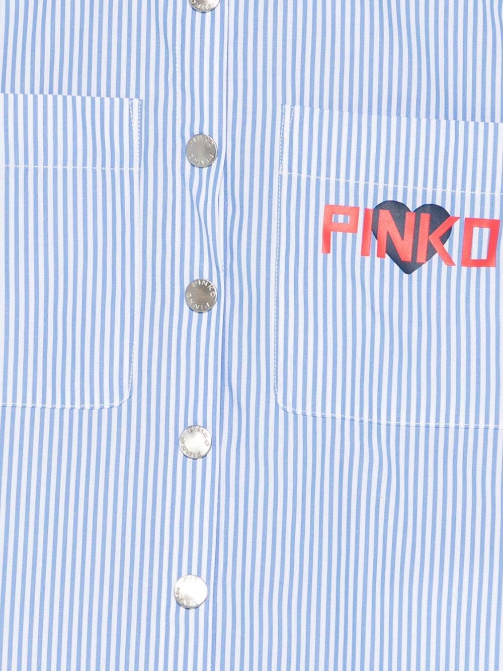 Camicia per bambina Pinko Kids azzurra con stampa con logo - Rubino Kids