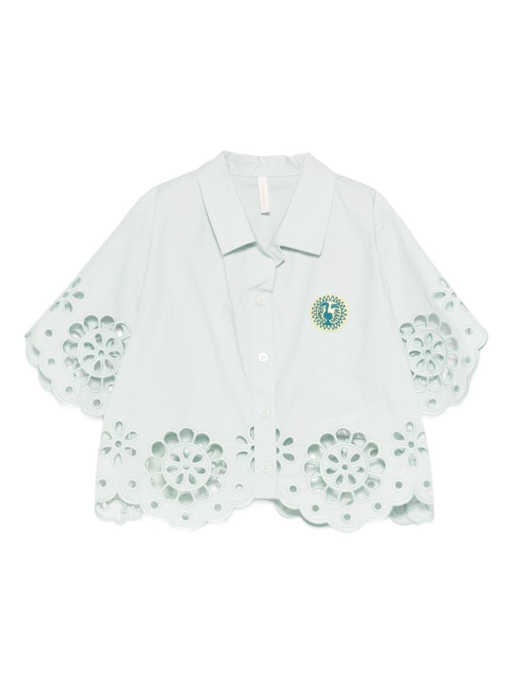 Camicia per bambina Zimmermann Kids verde con dettagli traforati - Rubino Kids
