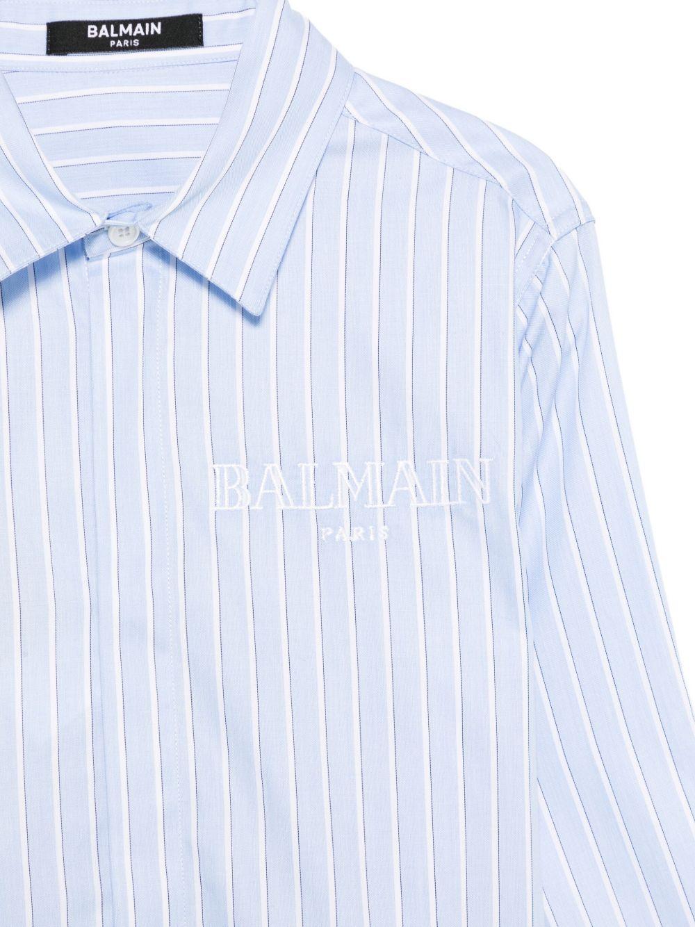 Camicia per bambino Balmain Kids azzurra con strisce verticali - Rubino Kids