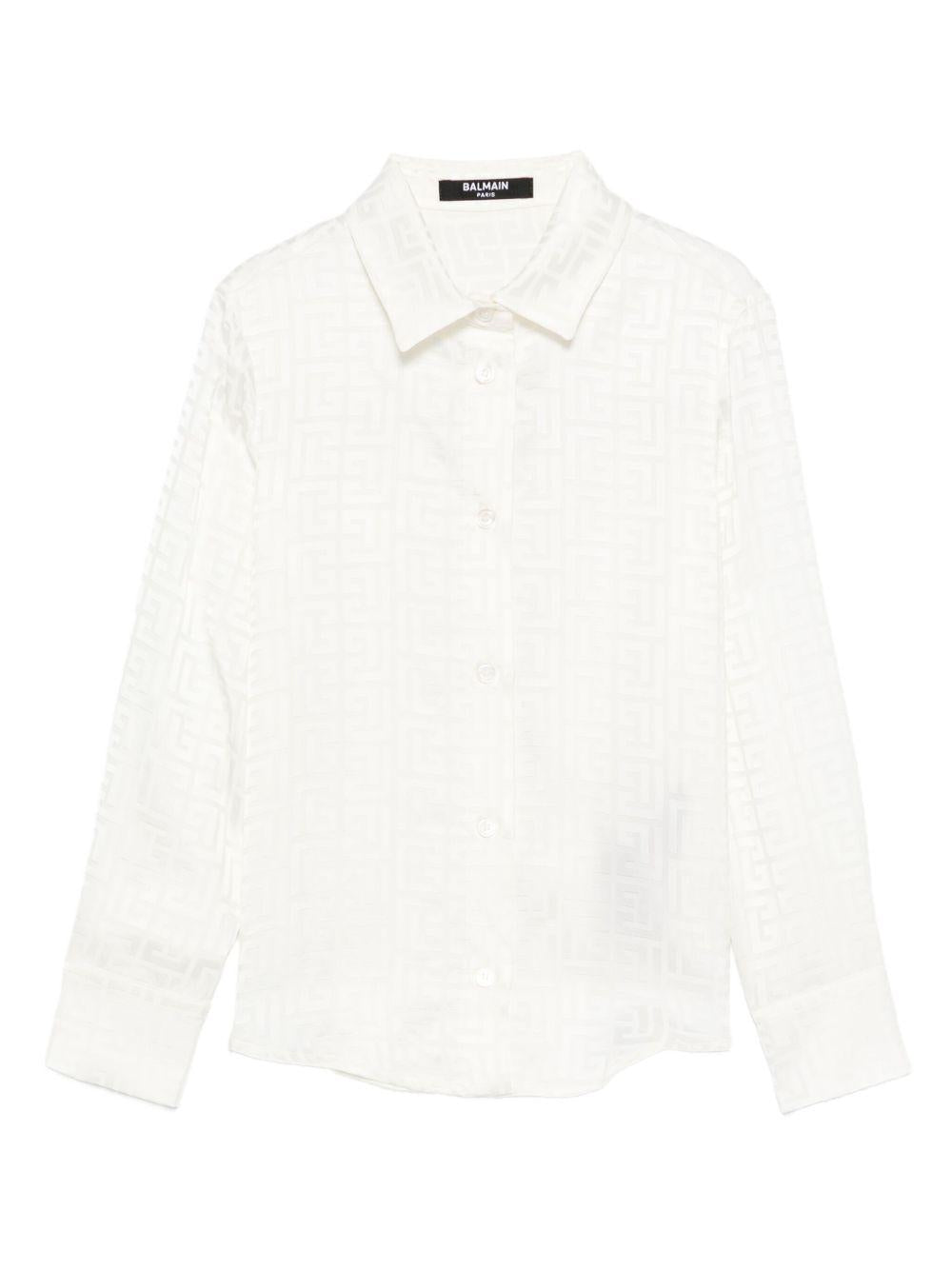 Camicia per bambino Balmain Kids bianco con stampa geometrica - Rubino Kids
