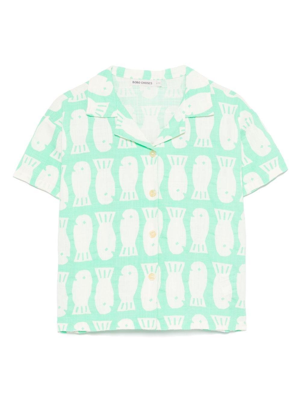 Camicia per bambino Bobo Choses Lucky Fish verde con stampa grafica - Rubino Kids