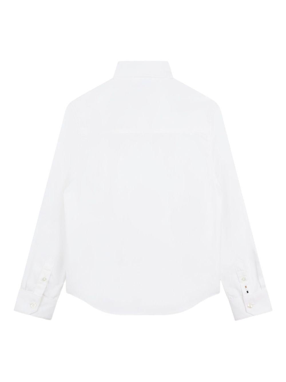 Camicia per bambino Boss Kids Bianca a maniche lunghe con logo - Rubino Kids